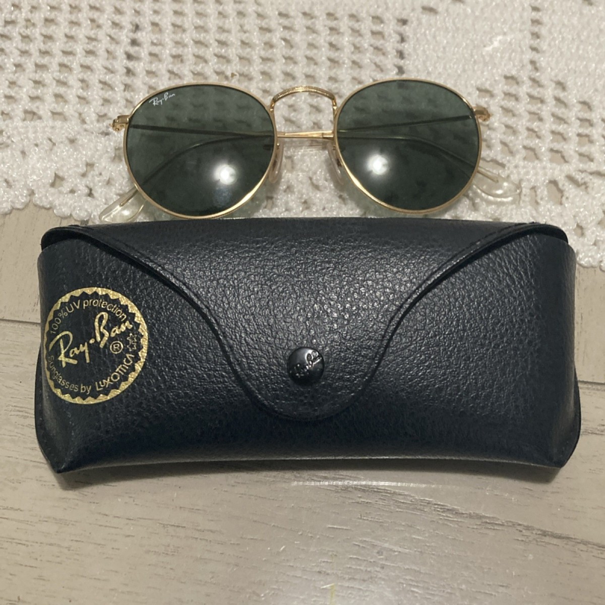 Ray-Ban Round Metal Sunglasses in Gold with Green Lenses RB3447 - Round Metal Sunglasses | Best Buy Eyeglasses main image 4