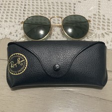 Ray-Ban RB3447 Round Metal Sunglasses Gold Frame Green Lens 100 UV Protection