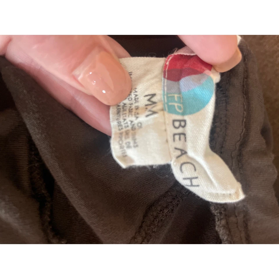 FP BEACH Alia Wide Leg Jersey Knit Pants Java Dark Brown Medium M FREE PEOPLE - Image 3 of 4