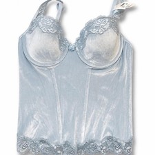 NWT Light blue velvet corset top with lace trim women small S