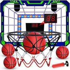 Kids Indoor Basketball Hoop - Over The Door Mini Basketball Hoop with LED Sco...