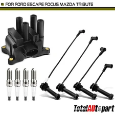 1x Ignition Coil & 4x Iridium Spark Plugs & 4x Wires for Ford Escape 01-04 Focus