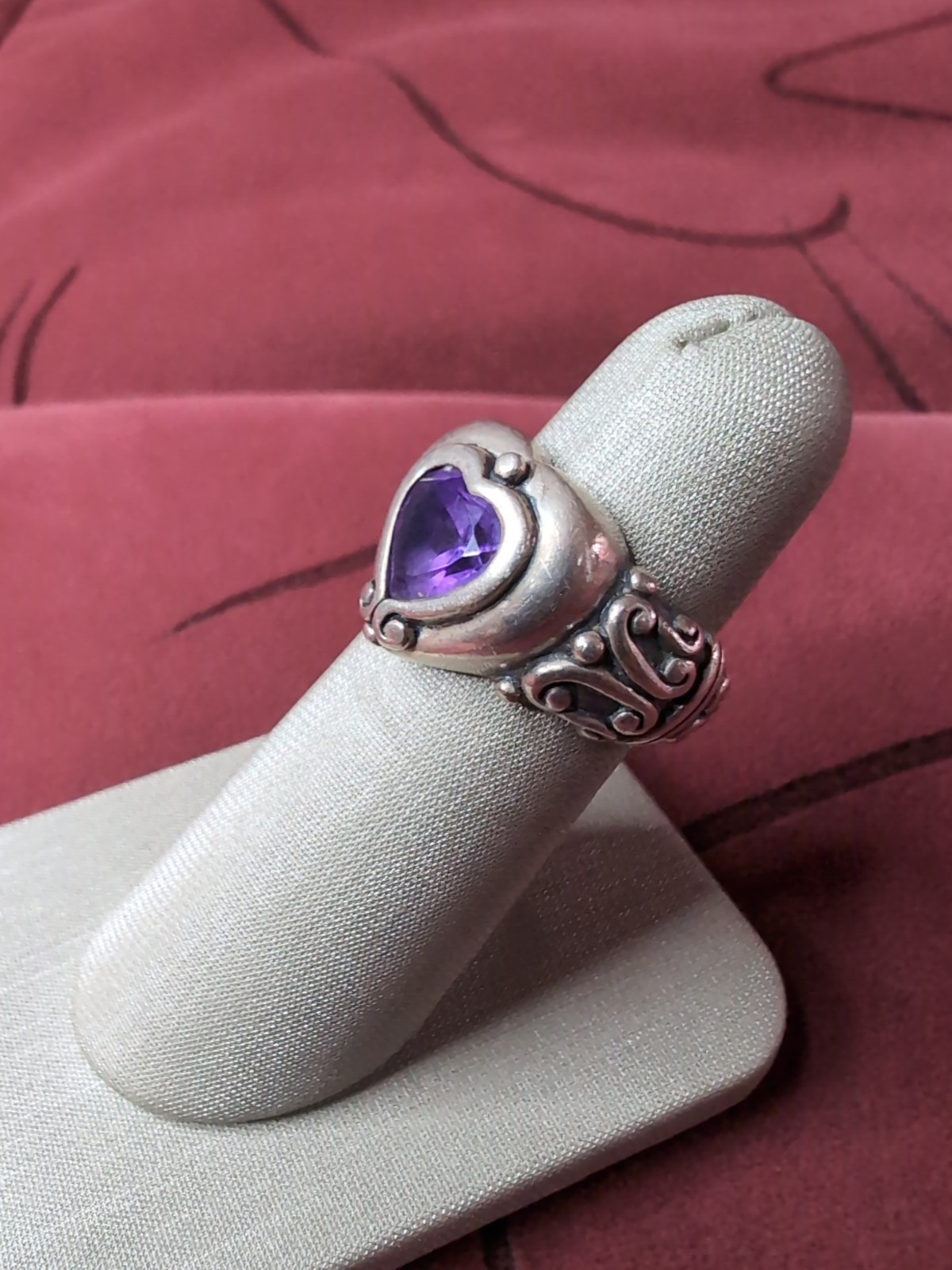 Vintage Brighton Prima Donna Amethyst Sterling Silver Heart Ring Size 6