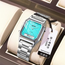 SKMEI Men Rectangle Watches LED Display Digital Sport Watch Boy Steel Wristwatch