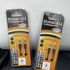 2X Duracell Stereo Audio Cable DU7105 Use Any Device with 3.5mm male 10ft Black