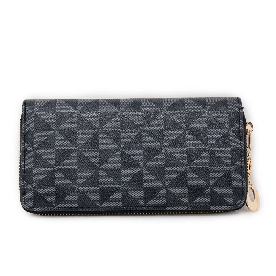 Portafoglio donna nero grande xl per carte credito doppia zip portamonete - Immagine 2 di 3