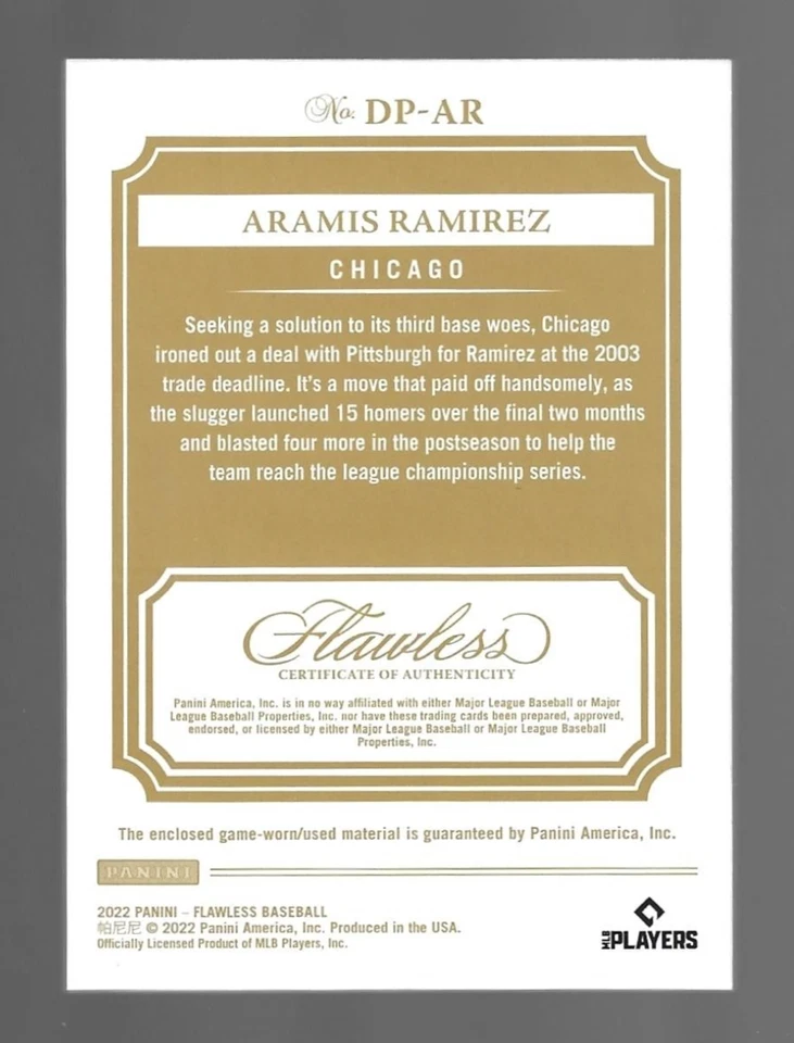 Parche doble impecable Panini Aramis Ramírez 2022 5/15 💲 Foto 3 de 3