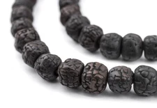 Smooth Black Rudraksha Mala Prayer Beads 8mm Nepal Round Wood Large Hole