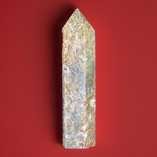 Moss Agate Crystal Point Tower Natural Stone 7.75”