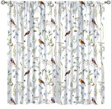 Boho Rustic Curtains,Colorful Watercolor Flowers Herbs and Birds Butterflies ...