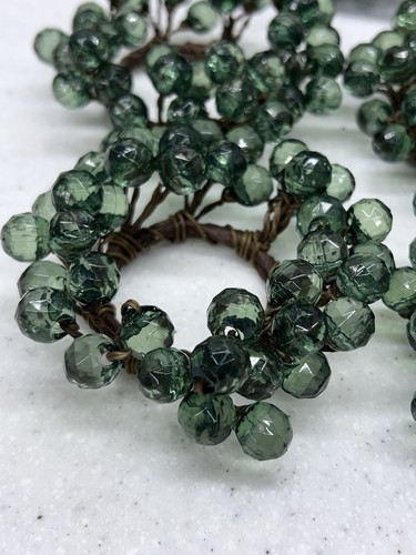 8 Napkin Rings Forrest Green Beads Acrylic Faceted Wired Christmas Holiday Decor - Picture 4 of 5