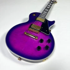 LP Electric Guitar, Mahogany Solid Body Purple Gloss Finish with Flame maple top