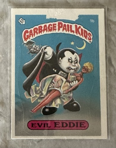 1985 Topps Garbage Pail Kids Series 1 Sticker Card #1b Evil Eddie.