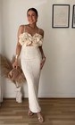 WOMEN'S LADIES GIRLS **MIDI DRESS STRETCH BODYCON** 3D Flowers S|M|L
