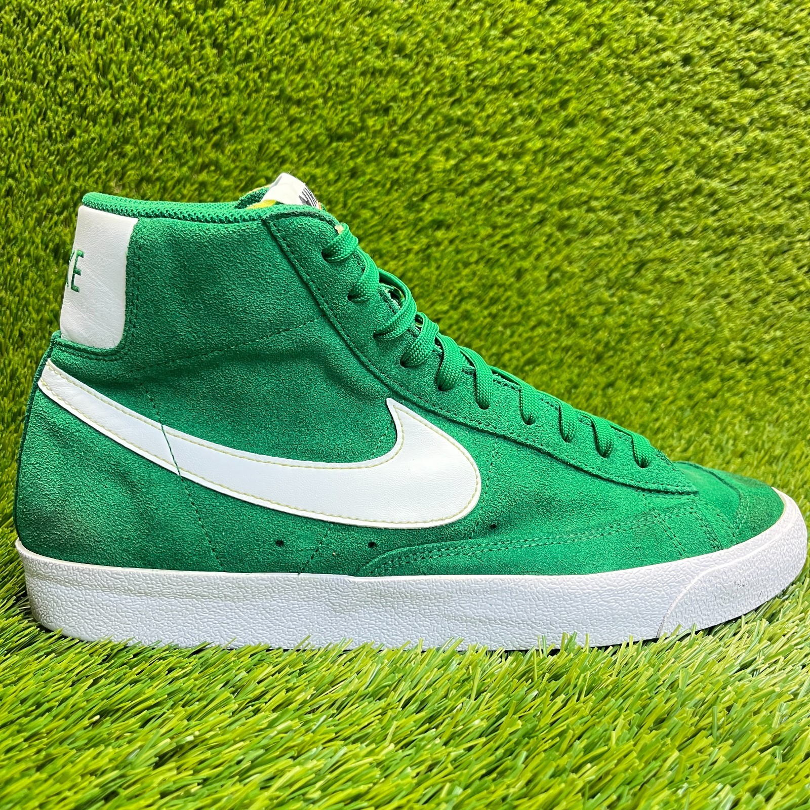 SAOLA Nike Blazer Mid 77 Uomo Taglia 12 Verde Pino Bianco Scarpe Sportive Scamosciate Sneakers