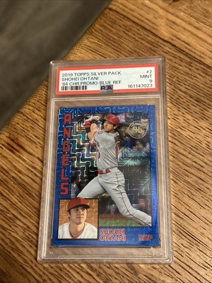2019 Shohei Ohtani Topps Silver Pack - 84 Chr-Blue Refractor #2 - 89/150 - PSA 9