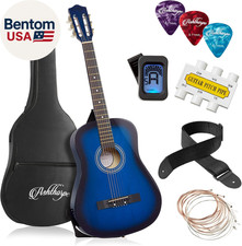 38-Inch Beginner Acoustic Guitar Package Blue , Basic Starter Kit W/Gig Bag, St