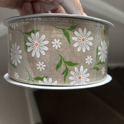 Neu VOLLE ROLLE 45m Band Hessisches Gänseblümchen Design Basteln Geschenkpapier Schleife Baumkranz