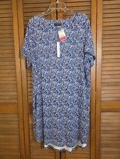 Blue Print Womens Pullover Dress By Tahari Size 2X