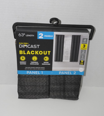 Sun Zero Blackout Curtains 2 Panels 26x63 Parkside Black