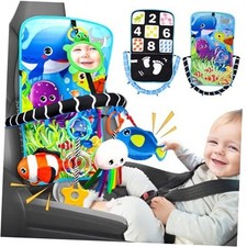 Baby Car Seat Ocean Animals Toys - Kick and Play Double Sided Infant Car Seat