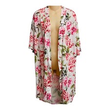 Show Me Your Mumu womens floral pink duster cardigan swim coverup o/s