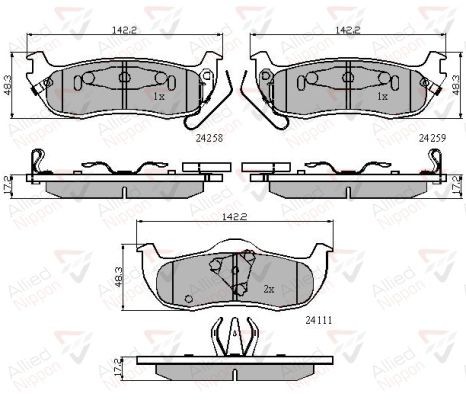 Brake Pad Set For Disc Rear Fits Jeep Commander Nissan ALLIED NIPPON ADB31734