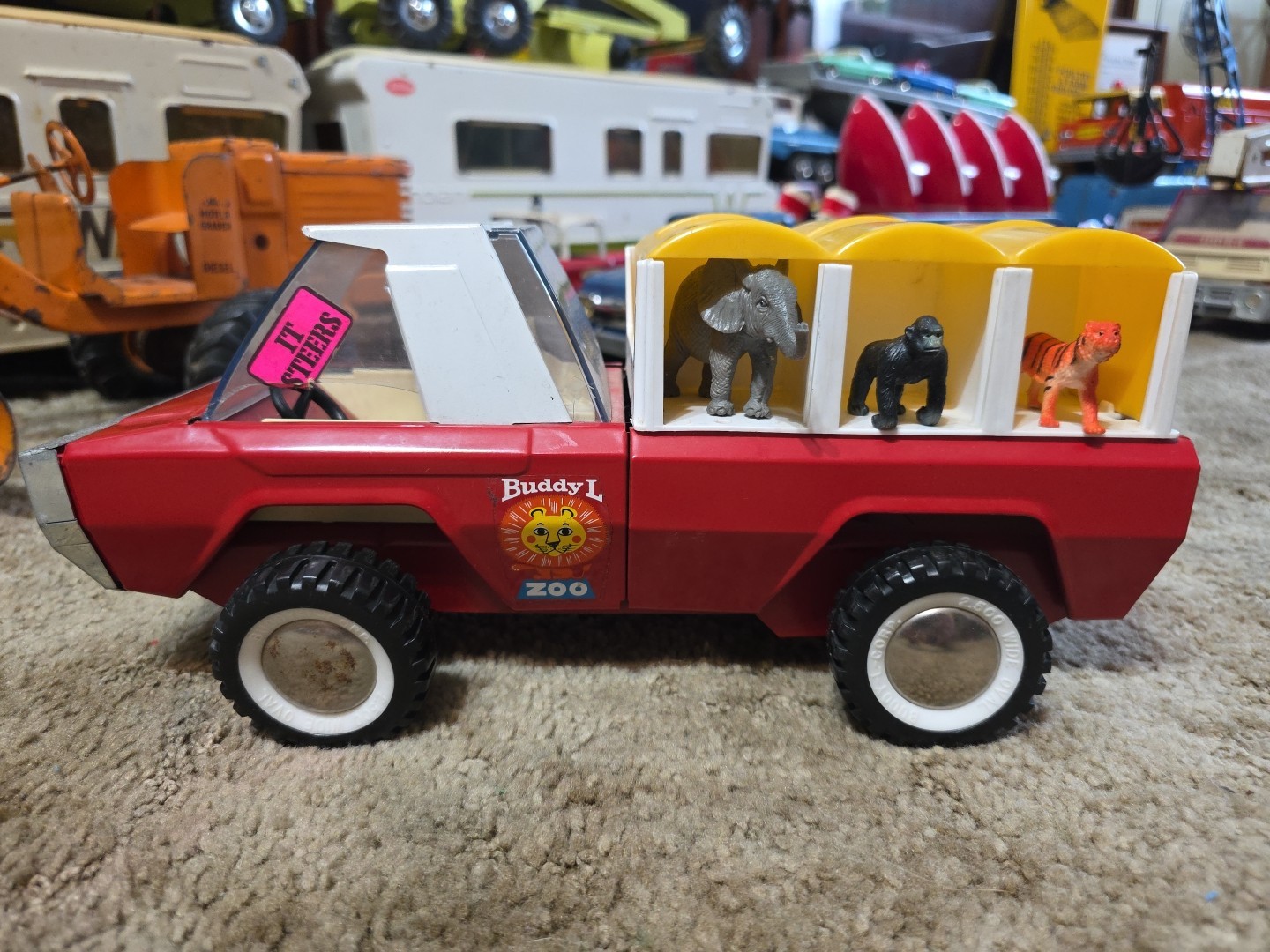 Buddy L Zoo Truck 1960s Red Pressed Steel