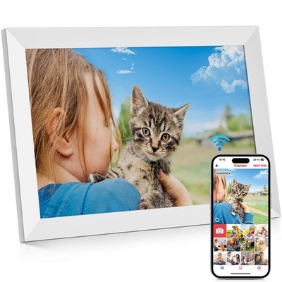 GGUA 10,1 Zoll Digitaler Bilderrahmen WLAN eingebaut 32GB weiß, weiß 