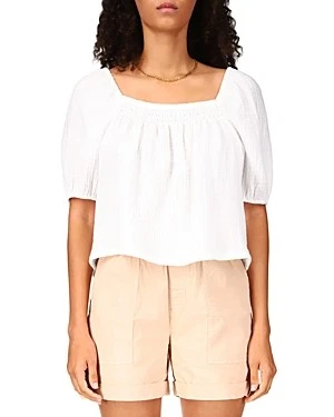 Womens Smocked Puff Sleeve Blouse 195517174105 Small RT $79.0