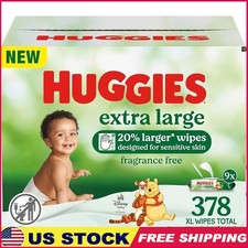 Extra Large Unscented Baby Wipes 378 Count Sensitive Skin Thick Soft Disposable