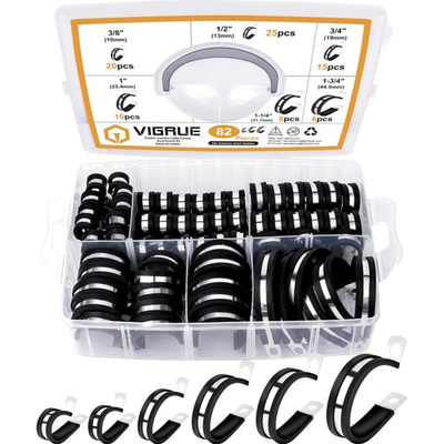 #ad Cable clamps pipe clips kit stainless steel rubber for wire tubing installation $71.99