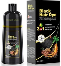 Black Hair Dye Shampoo 3-in-1 for Women & Men, 500ml Natural Herbal Formula, Cov