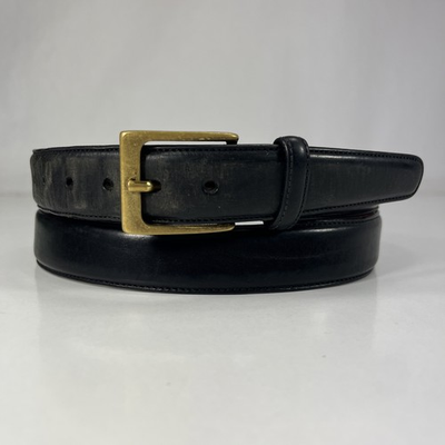 #ad Trafalgar Very Worn Black Hand Polished Cortina Leather Dress Belt Size 38 95 $13.50
