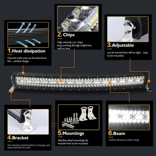 42"inch LED Light Bar Combo & 4" Pods Wire Kit For Kubota RTV-X1100C XG850 400Ci - Picture 5 of 22