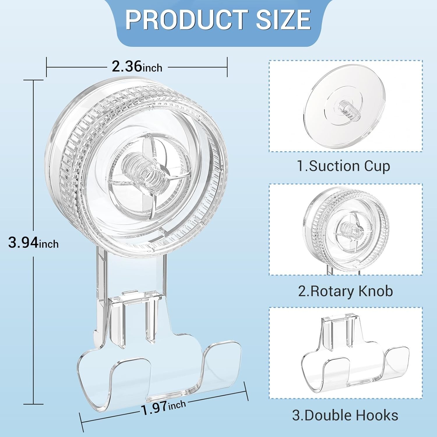 Removable Suction Hooks - 2 Pack Razor Hooks, 11 lbs Capacity, Stylish & Strong