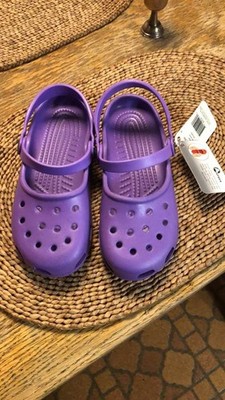 NWT  buy one or two pairs of Mary Jane Girls CROCS / WOMEN size 5, purple/ pink