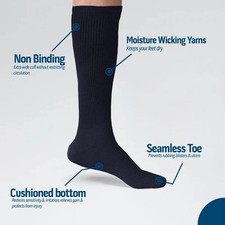 2-6-12Pairs Men Diabetic Over the Calf Socks Knee High circulatory Health Cotton