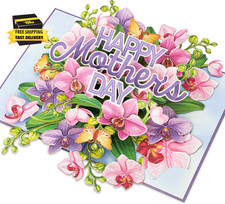 Mothers Day Pop up Cards, Happy Mother'S Day, Orchid, Butterfly, 3D Greeting Car
