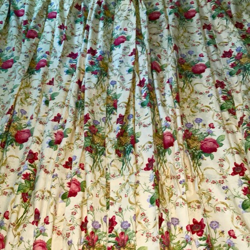 Drapery Pleated Custom/Floral/ Yellow Damask/ Fabric Lined Blackout 50w x 86long