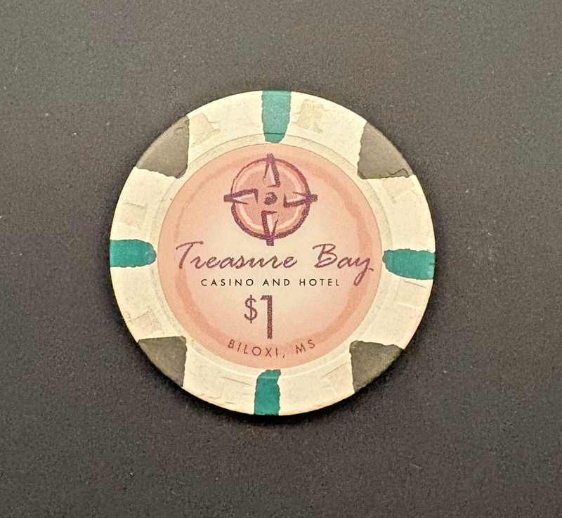 $1 casino chip Treasure Bay Casino in Biloxi, Mississippi - rare, fair condition
