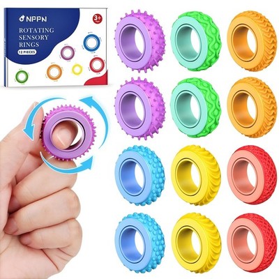Sensory Toys Fidget Rings for Kids - 12 Pcs Finger Spinner Anxiety