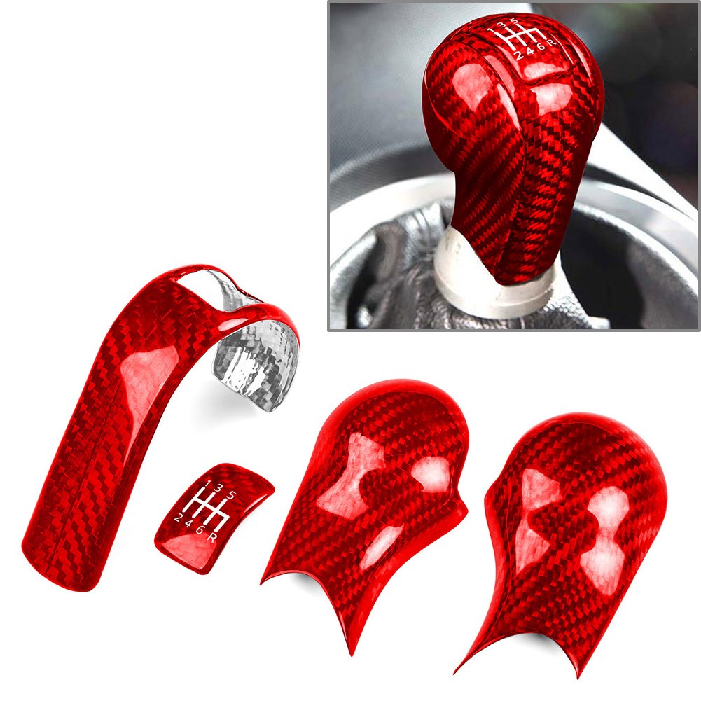 4Pcs Carbon Fiber Manual Gear Shift Knob Cover Trim For Nissan 350Z Z33 2003-09