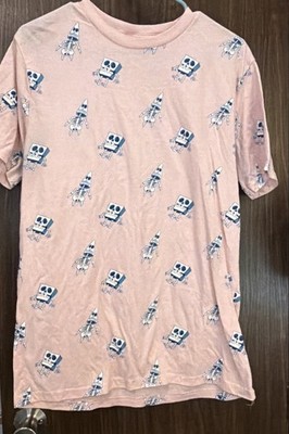 Nickelodeon Sponge Bob Skeleton T-Shirt Pink Unisex L Playful Funny Meas. In Pic