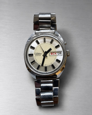 Slava  26 Steine - Vintage Armbanduhr Herren mit Datum -Handaufzug  - Werk läuft