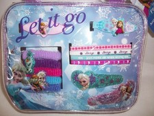Disney Frozen Hair Accessory Set Clips Barrettes Ties Bands Blue Purple