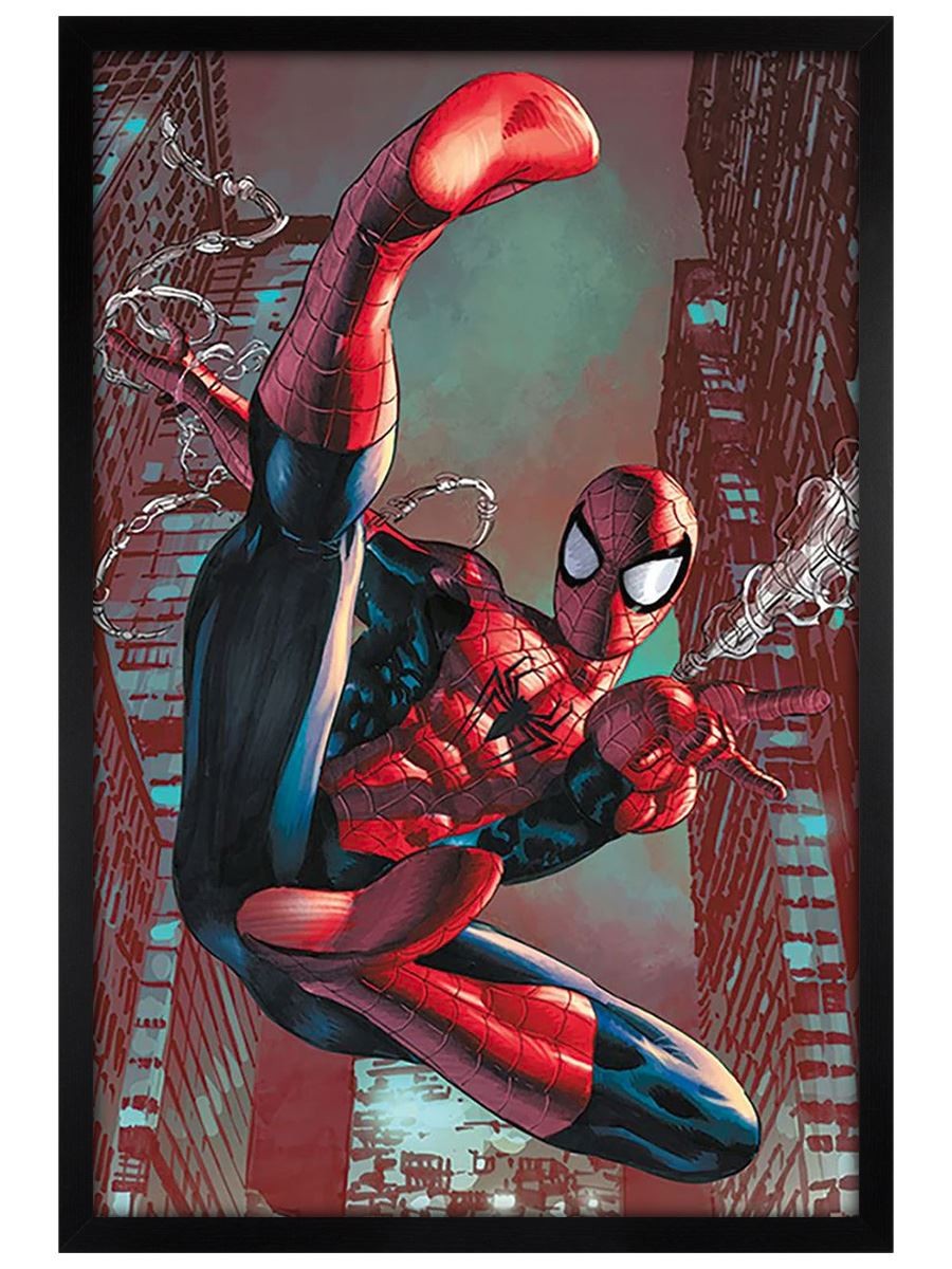 Spider-Man Web Sling Maxi Poster - Black Wooden Framed
