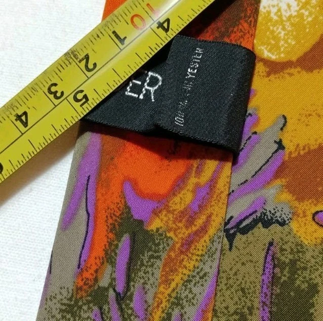 Винтажный мужской галстук ALEXANDER.F с цветочным абстрактным узором в стиле ар-деко  - Изображение 4 из 4