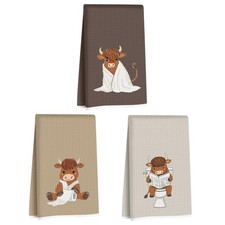 3 Pcs Funny Highland Cow Hand Towel for Bathroom, Cow Farmhouse Decorative Ba...