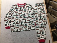 NWOT PJ Place Christmas Pajama Shirt Pants Set Adult XL Trees Trucks Wreath Long